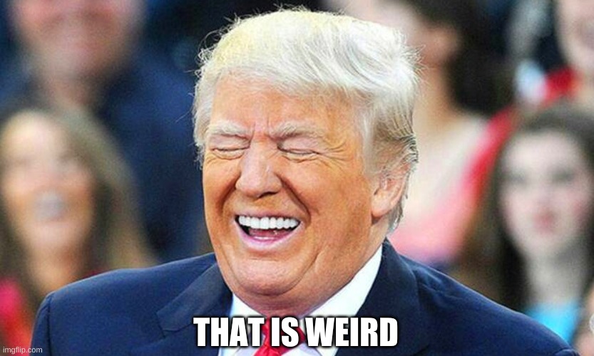 Trump laughing  | THAT IS WEIRD | image tagged in trump laughing | made w/ Imgflip meme maker