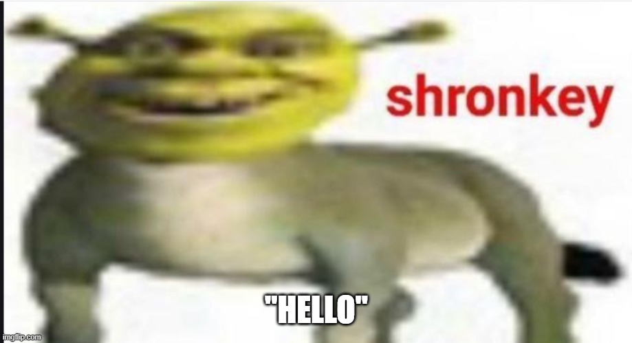 AAAAAAAAAAAAAAAAAAAAAAAAAAAAAAAAAAAAAAAAAAAAAAAAAAAAAAAAAAAA | "HELLO" | image tagged in shronkey | made w/ Imgflip meme maker