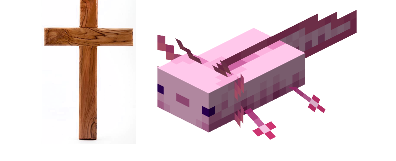 Axolotl with cross Blank Meme Template