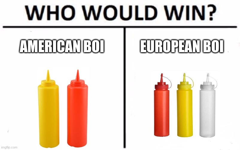 I honestly don't know | AMERICAN BOI; EUROPEAN BOI | image tagged in memes,who would win | made w/ Imgflip meme maker