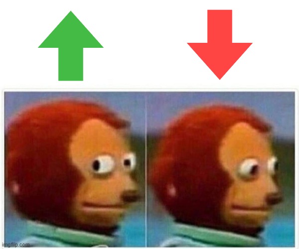 up and down | image tagged in memes,monkey puppet | made w/ Imgflip meme maker