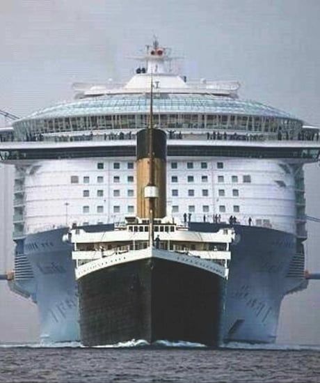 High Quality Titanic vs modern cruise ship Blank Meme Template