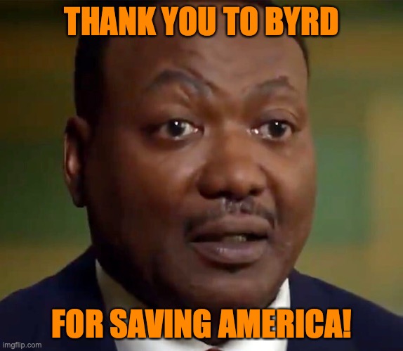 Byrd | THANK YOU TO BYRD; FOR SAVING AMERICA! | image tagged in byrd | made w/ Imgflip meme maker