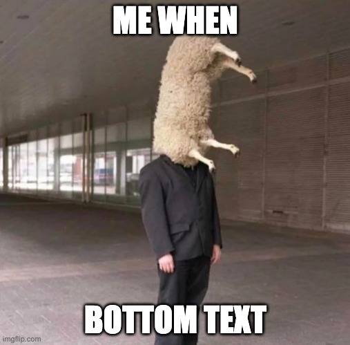 ME WHEN; BOTTOM TEXT | image tagged in sheep head,cursed | made w/ Imgflip meme maker