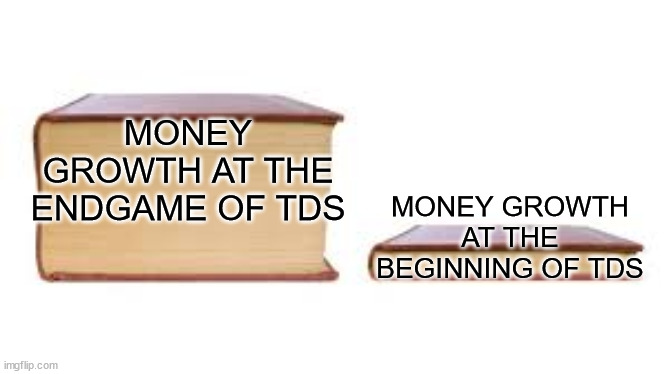 money growth in tds in a nutshell |  MONEY GROWTH AT THE ENDGAME OF TDS; MONEY GROWTH AT THE BEGINNING OF TDS | image tagged in big book small book,roblox,tds,aight | made w/ Imgflip meme maker