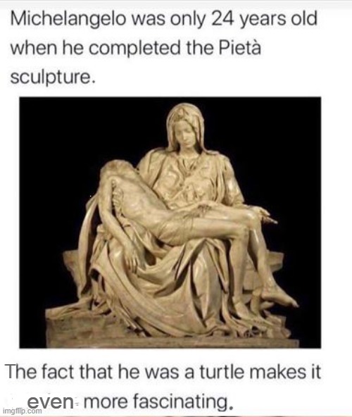 Michelangelo |  T; even | image tagged in pinkie pie | made w/ Imgflip meme maker