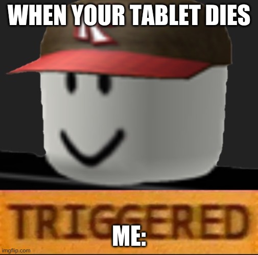 WHEN YOUR TABLET DIES ME: | image tagged in roblox triggered | made w/ Imgflip meme maker