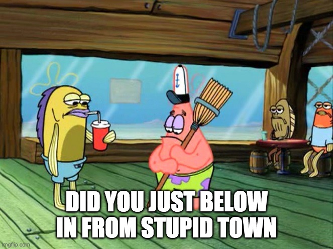 Did you just blow in from stupid town | DID YOU JUST BELOW IN FROM STUPID TOWN | image tagged in did you just blow in from stupid town | made w/ Imgflip meme maker