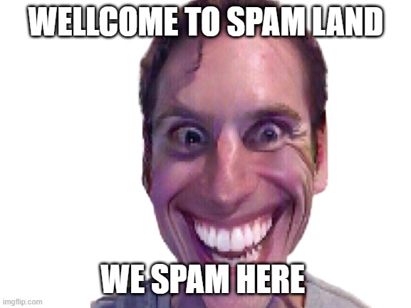 spam land | WELLCOME TO SPAM LAND; WE SPAM HERE | image tagged in spammers | made w/ Imgflip meme maker