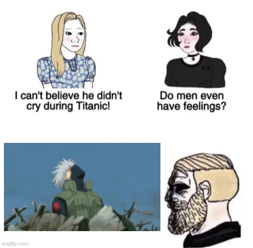 Rest In Piece Kakashi Hatake | image tagged in chad crying,naruto shippuden | made w/ Imgflip meme maker