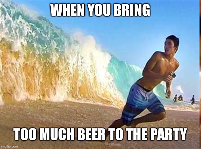 Beer run | WHEN YOU BRING; TOO MUCH BEER TO THE PARTY | image tagged in beer | made w/ Imgflip meme maker