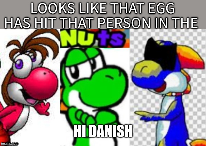 Looks Like That Egg Has Hit That Person In The Nuts | HI DANISH | image tagged in looks like that egg has hit that person in the nuts | made w/ Imgflip meme maker