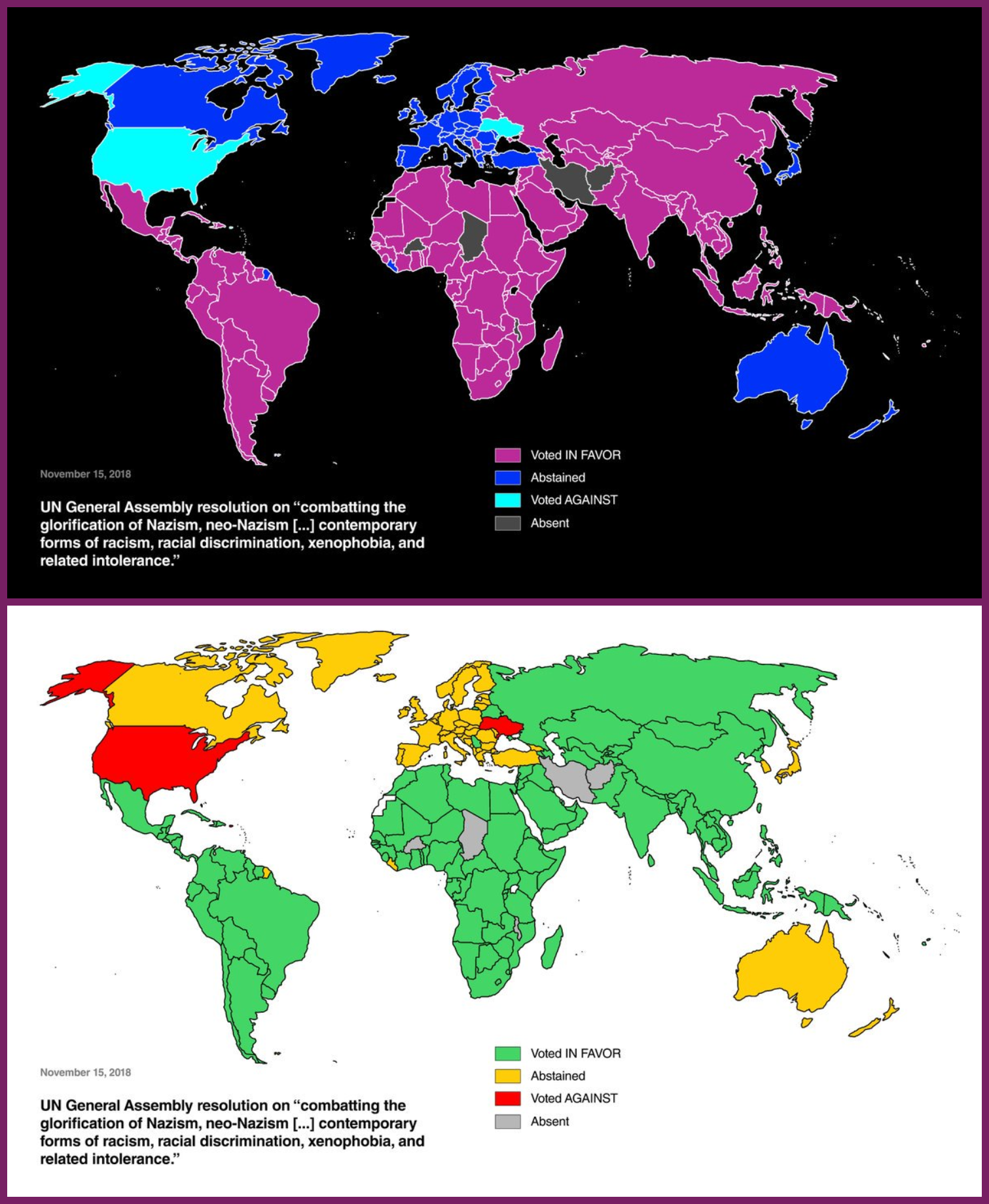 UN Vote on Combating Glorification of Nazism, inverted colours Blank ...