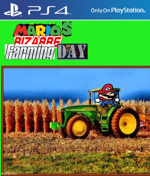 Mario's Bizzare Farming Day now out on PS4 | image tagged in mario,jojo's bizarre adventure,ps4,fake games | made w/ Imgflip meme maker
