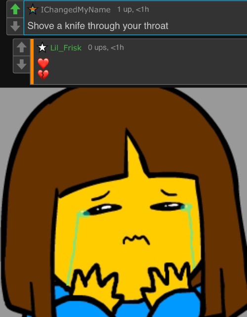 Thanks | image tagged in super sad frisk | made w/ Imgflip meme maker