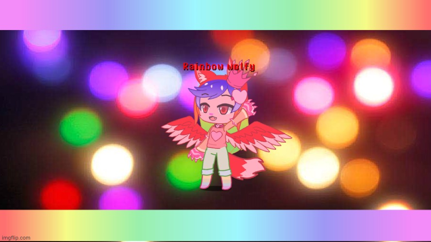 My OC Rainbow wolfy :D | image tagged in rainbow,gacha,gacha club,gacha life,gacha oc | made w/ Imgflip meme maker