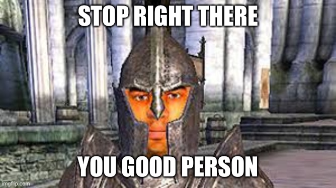 Stop right there criminal scum | STOP RIGHT THERE YOU GOOD PERSON | image tagged in stop right there criminal scum | made w/ Imgflip meme maker