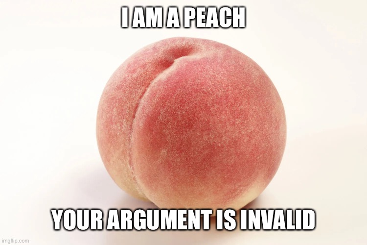 I AM A PEACH; YOUR ARGUMENT IS INVALID | made w/ Imgflip meme maker