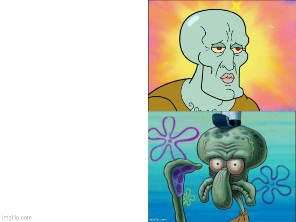 High Quality Squidward with text boxes Blank Meme Template