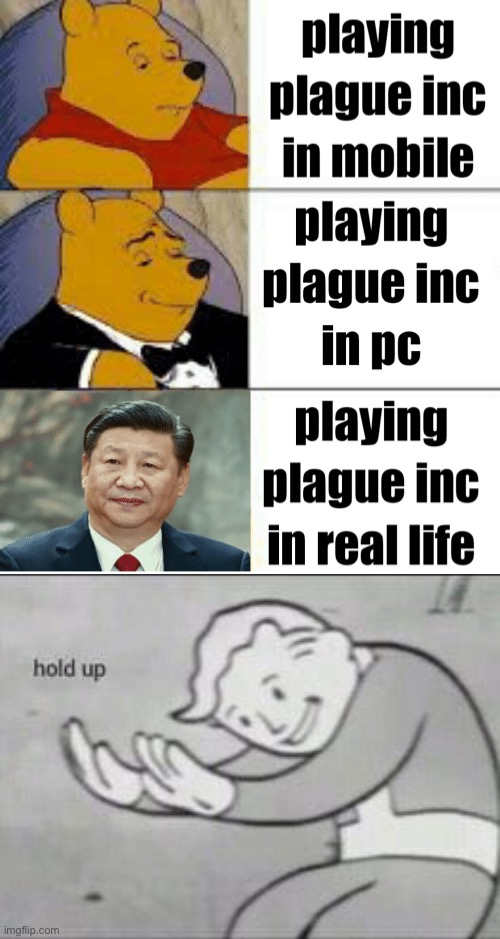 oop- | image tagged in fallout hold up,dark humor,dictator,plague inc | made w/ Imgflip meme maker