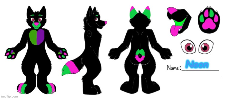 Tea's full fursona finished! I know, that didn't take that long. A base was used, link to it in description. | Neon | made w/ Imgflip meme maker