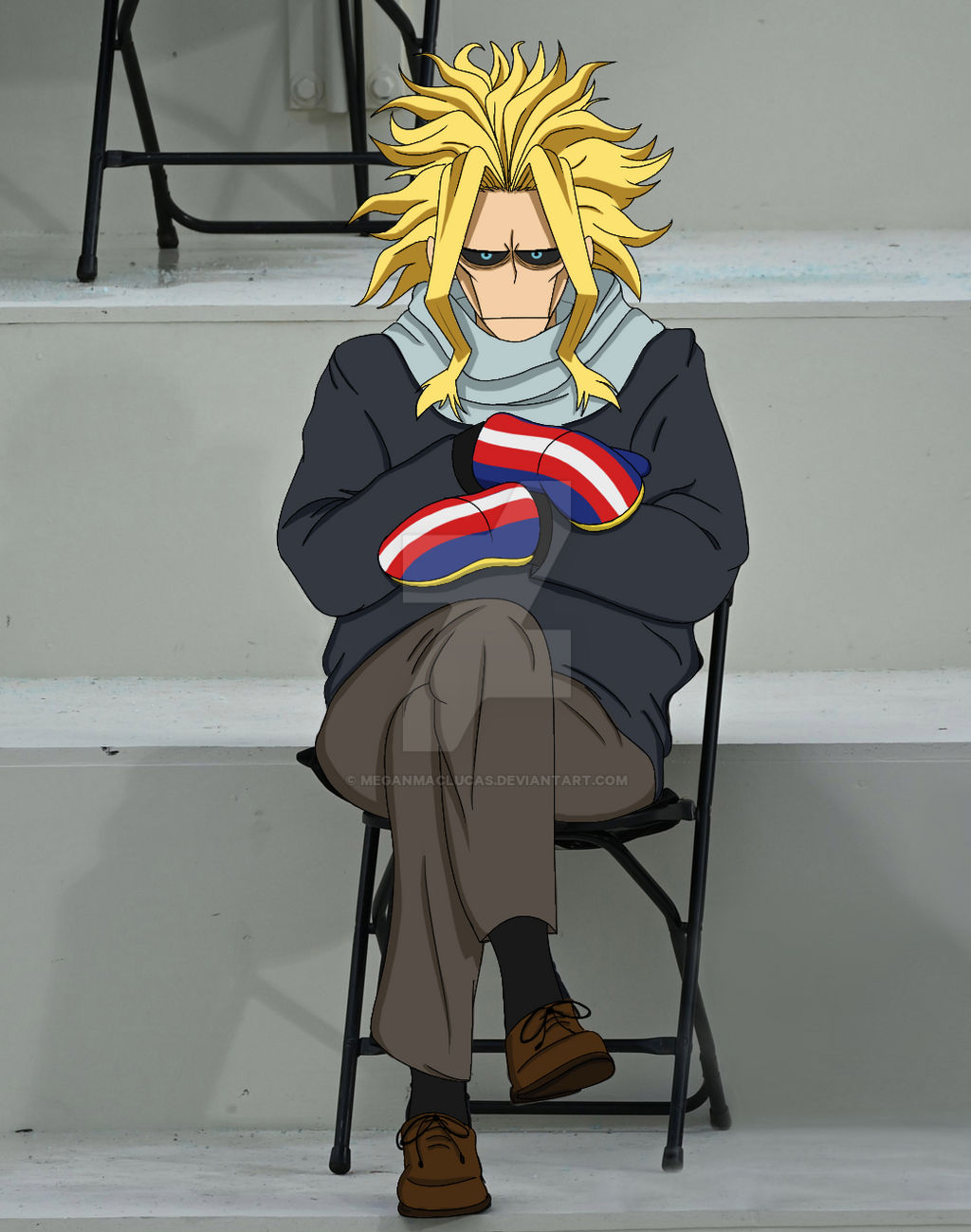 High Quality all might in a chair Blank Meme Template