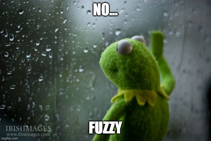 kermit window | NO... FUZZY | image tagged in kermit window | made w/ Imgflip meme maker