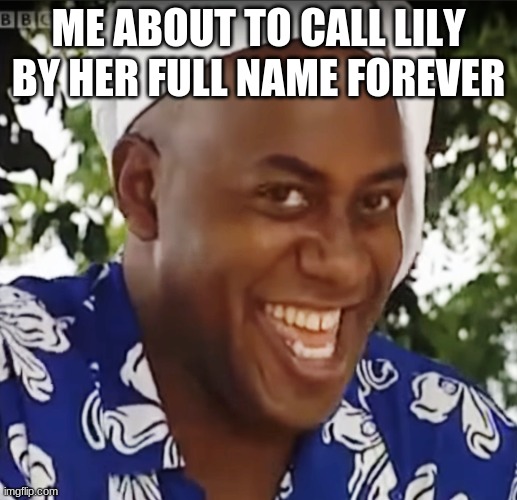 Hehe Boi | ME ABOUT TO CALL LILY BY HER FULL NAME FOREVER | image tagged in hehe boi | made w/ Imgflip meme maker