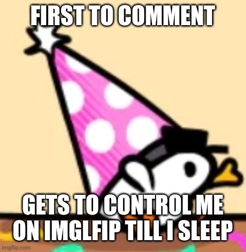 Hat duck | FIRST TO COMMENT; GETS TO CONTROL ME ON IMGLFIP TILL I SLEEP | image tagged in hat duck | made w/ Imgflip meme maker