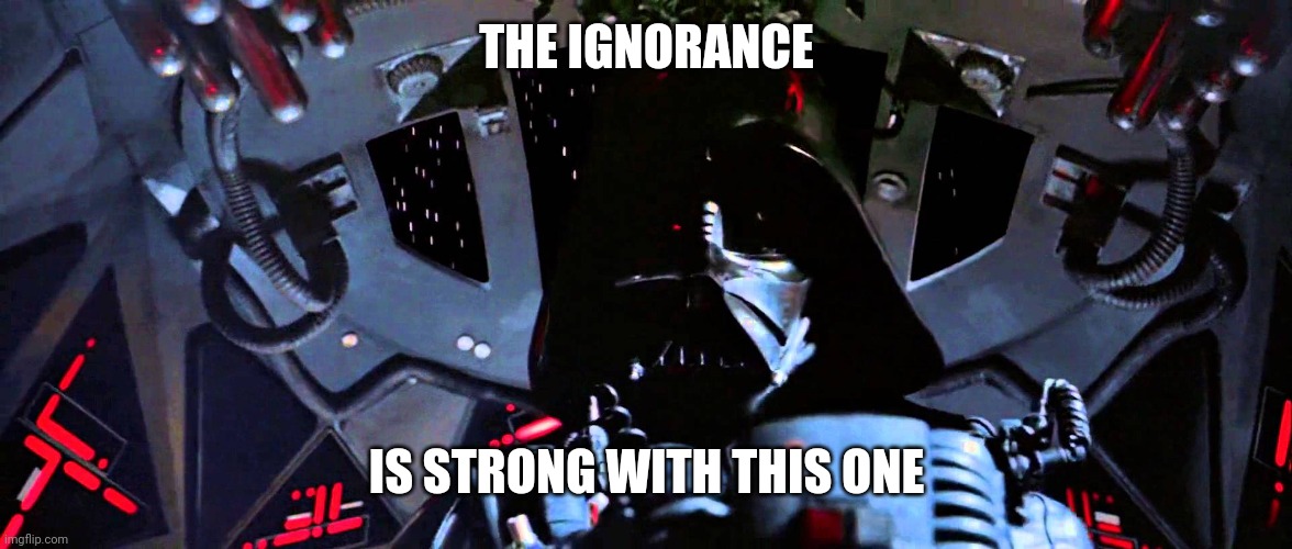 The Force Is Strong With This One | THE IGNORANCE IS STRONG WITH THIS ONE | image tagged in the force is strong with this one | made w/ Imgflip meme maker