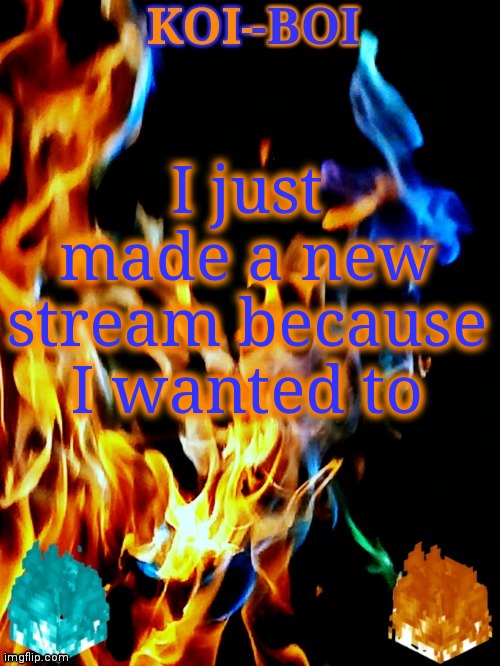 I just made a new stream because I wanted to | image tagged in koi-boi's fire temp | made w/ Imgflip meme maker
