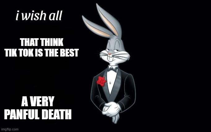 I wish all the X a very pleasant evening | THAT THINK TIK TOK IS THE BEST; A VERY PANFUL DEATH | image tagged in i wish all the x a very pleasant evening | made w/ Imgflip meme maker