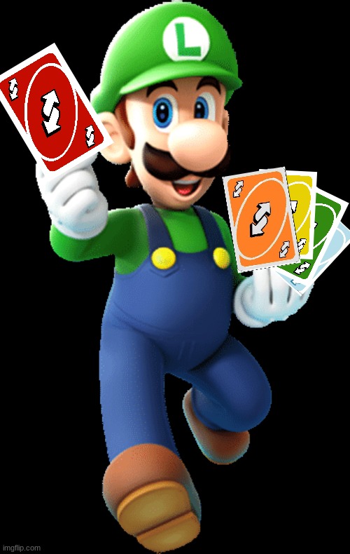 Luigi With UNO Reverse Cards Blank Meme Template