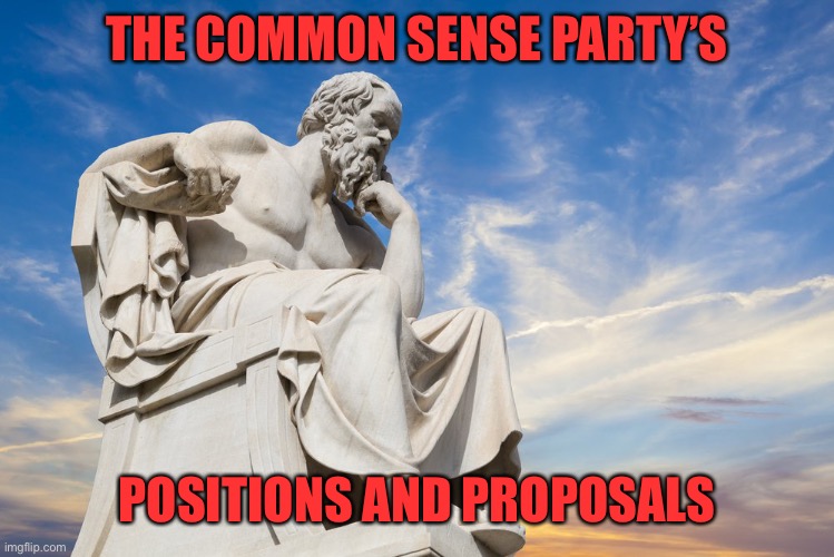 Philosophy | THE COMMON SENSE PARTY’S; POSITIONS AND PROPOSALS | image tagged in philosophy | made w/ Imgflip meme maker