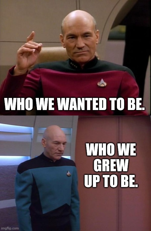 WHO WE WANTED TO BE. WHO WE GREW UP TO BE. | image tagged in picard make it so | made w/ Imgflip meme maker