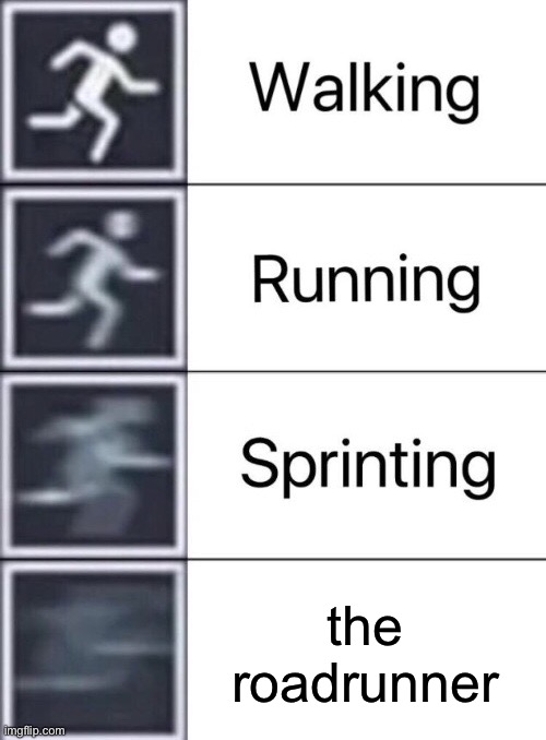 Walking, Running, Sprinting | the roadrunner | image tagged in walking running sprinting | made w/ Imgflip meme maker