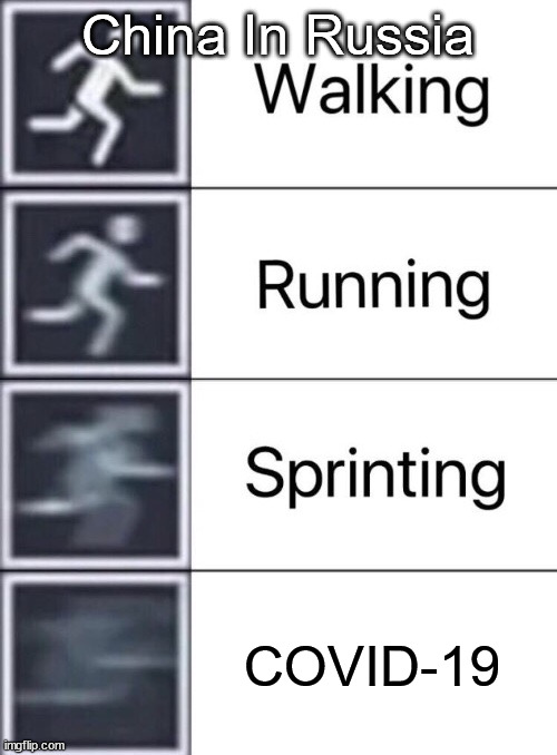 Walking, Running, Sprinting | China In Russia; COVID-19 | image tagged in walking running sprinting | made w/ Imgflip meme maker