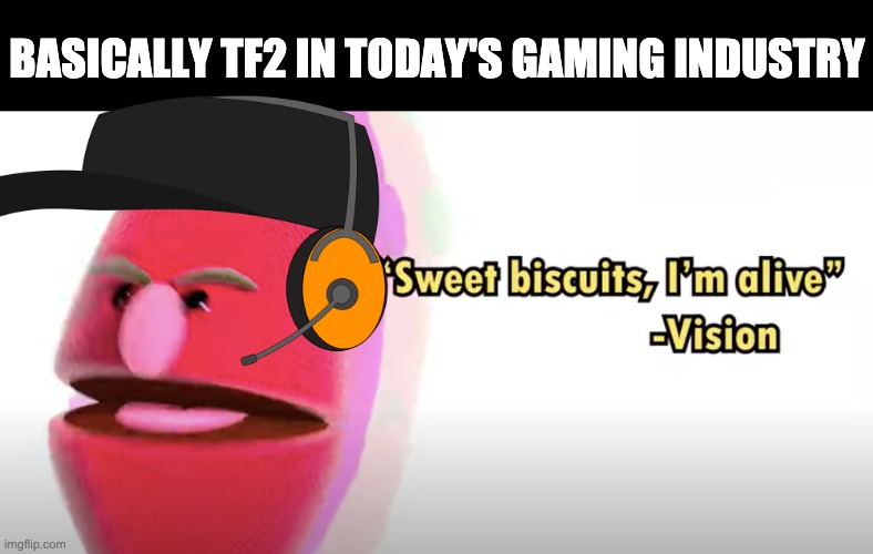 The fact that TF2 and Minecraft outlived Fortnite just shows how strong the community is | BASICALLY TF2 IN TODAY'S GAMING INDUSTRY | image tagged in tf2,minecraft,vision | made w/ Imgflip meme maker