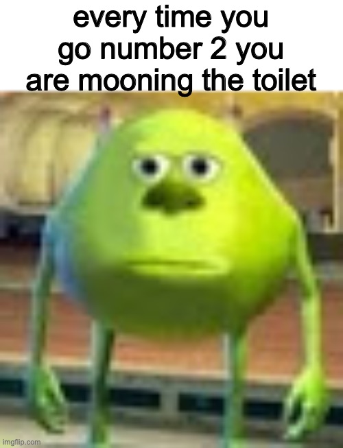 Sully Wazowski | every time you go number 2 you are mooning the toilet | image tagged in sully wazowski | made w/ Imgflip meme maker