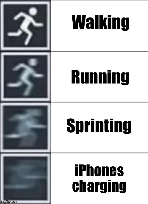 They charge as fast as they die | iPhones charging | image tagged in very fast | made w/ Imgflip meme maker