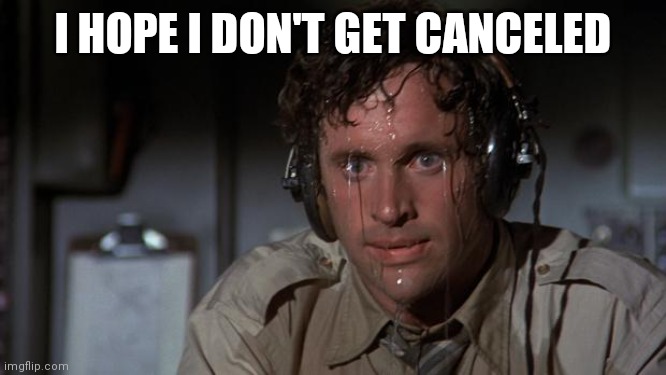 pilot sweating | I HOPE I DON'T GET CANCELED | image tagged in pilot sweating | made w/ Imgflip meme maker