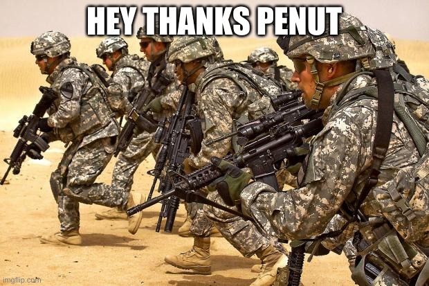 thanks for following | HEY THANKS PENUT | image tagged in military | made w/ Imgflip meme maker