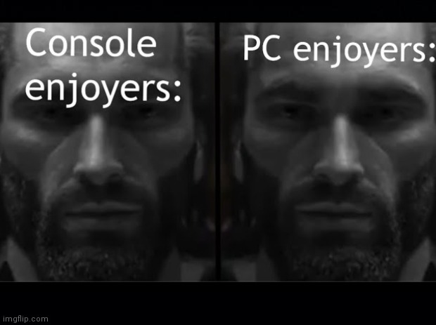 Both are Gigachads | image tagged in consoles,pc,giga chad | made w/ Imgflip meme maker