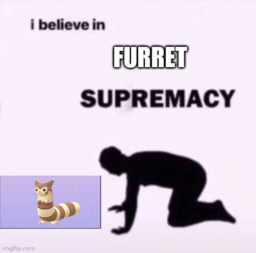 I might as well supply Mountain Dew for the Furret invasion | FURRET | image tagged in i believe in supremacy,furret | made w/ Imgflip meme maker