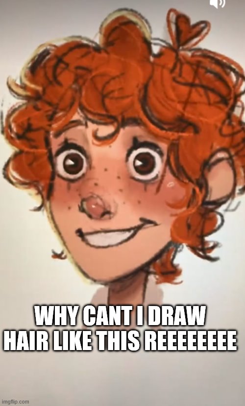 ima use this a a reference, cause i have to draw using my finger and its getting anoying | WHY CANT I DRAW HAIR LIKE THIS REEEEEEEE | made w/ Imgflip meme maker