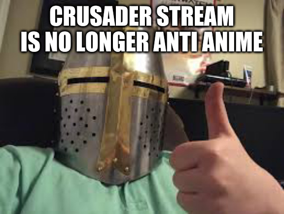 excellent |  CRUSADER STREAM IS NO LONGER ANTI ANIME | image tagged in thumbs up crusader | made w/ Imgflip meme maker