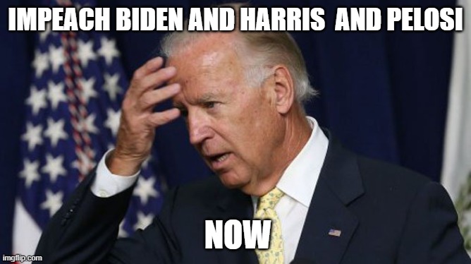 Joe Biden worries | IMPEACH BIDEN AND HARRIS  AND PELOSI; NOW | image tagged in joe biden worries | made w/ Imgflip meme maker