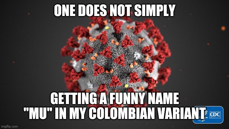 MU! | ONE DOES NOT SIMPLY; GETTING A FUNNY NAME "MU" IN MY COLOMBIAN VARIANT | image tagged in covid 19,corona virus,coronavirus,covid-19,mu,memes | made w/ Imgflip meme maker