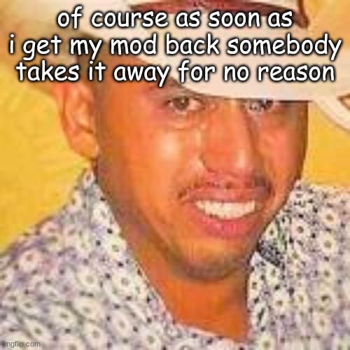 haha nice stream lovin it here | of course as soon as i get my mod back somebody takes it away for no reason | made w/ Imgflip meme maker