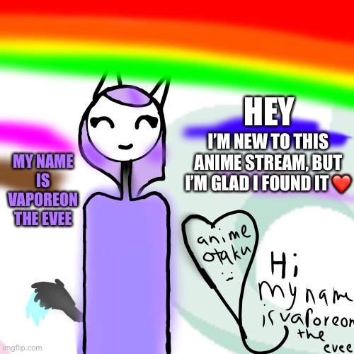 Hii | HEY; I’M NEW TO THIS ANIME STREAM, BUT I’M GLAD I FOUND IT ❤️; MY NAME IS VAPOREON THE EVEE | image tagged in hello there | made w/ Imgflip meme maker